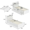 Hitow Single Bed Frame with Headboard and 2 Drawers on Wheels , Platform Beds Frame White
