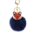 thumbnail image 1 of BRIGHTFUFU Llavero de bola esponjosa con incrustaciones de perlas y diamantes de imitación para bolso, celular o coche (azul marino), 1 of 1