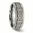 thumbnail image 4 of Titanium Ridged Edge 8mm Laser Design Brushed & Polished Band Ring 12.5 Size, 4 of 6