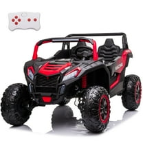 LUIBAS 24V 4WD 2-Seater Battery Powered Ride On Car XXXL Ride On Toys for Big Kids Electric UTV Off-Road Truck Vehicles with Remote Control, EVA Rubber Tires, Bluetooth for Kids 3-12 Year, Red