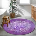 thumbnail image 3 of Round Rugs 3Ft, Boho Floral Round Area Rug Washable Indoor Throw Carpet, Purple Flowers Vintage Bohemian Watercolor Small Non Slip Circle Rug for Bedroom Living Room Home Decor Aesthetic, 3 of 8