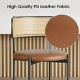 thumbnail image 5 of Farini Dining Chairs Set of 2, Modern PU Leather & Woven Rattan Kitchen Chairs with Metal Legs for Kitchen, Living Room, or Restaurant, Brown, 5 of 7