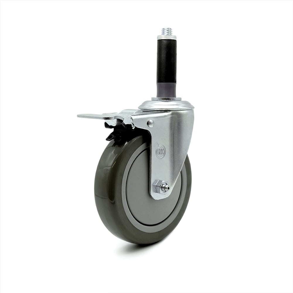 Polyurethane Swivel Expanding Stem Caster w/5" x 1.25" Gray Wheel and 7
