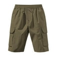 thumbnail image 6 of QingYiHua Men's Casual Drawstring Shorts Elastic Waist Outdoor Cargo Shorts Walking Shorts Summer Beach Shorts with Pockets 2025 Trendy Mens Clothes Clearance Army Green,XXL, 6 of 9