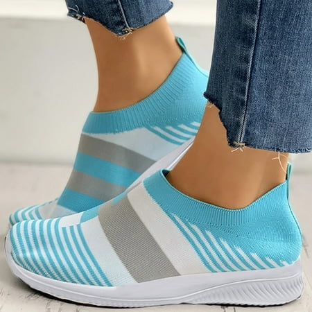

Mishuowoti sneakers for women 2023 Women Walking Breathable Mesh Casual Running Shoes Sneakers Slip On Sock Shoes