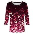 thumbnail image 5 of Conairie 3/4 Sleeve Shirts for Women Classic Heart Print Casual Crew Neck Long Sleeve Casual Tunic T Shirt Comfy Soft Blouses Pullover Outfits Red XXL, 5 of 5