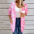 thumbnail image 4 of Cavosen Women's Knit Sweaters Tunic Length Heart Graphic Cardigan with Pocket Long Sleeve Stretch Outerwear Coats, 4 of 9