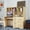 Oak, variant on Aukfa 59" Computer Desk with Hutch for Home Office, 3 Drawers, Keyboard Tray, White