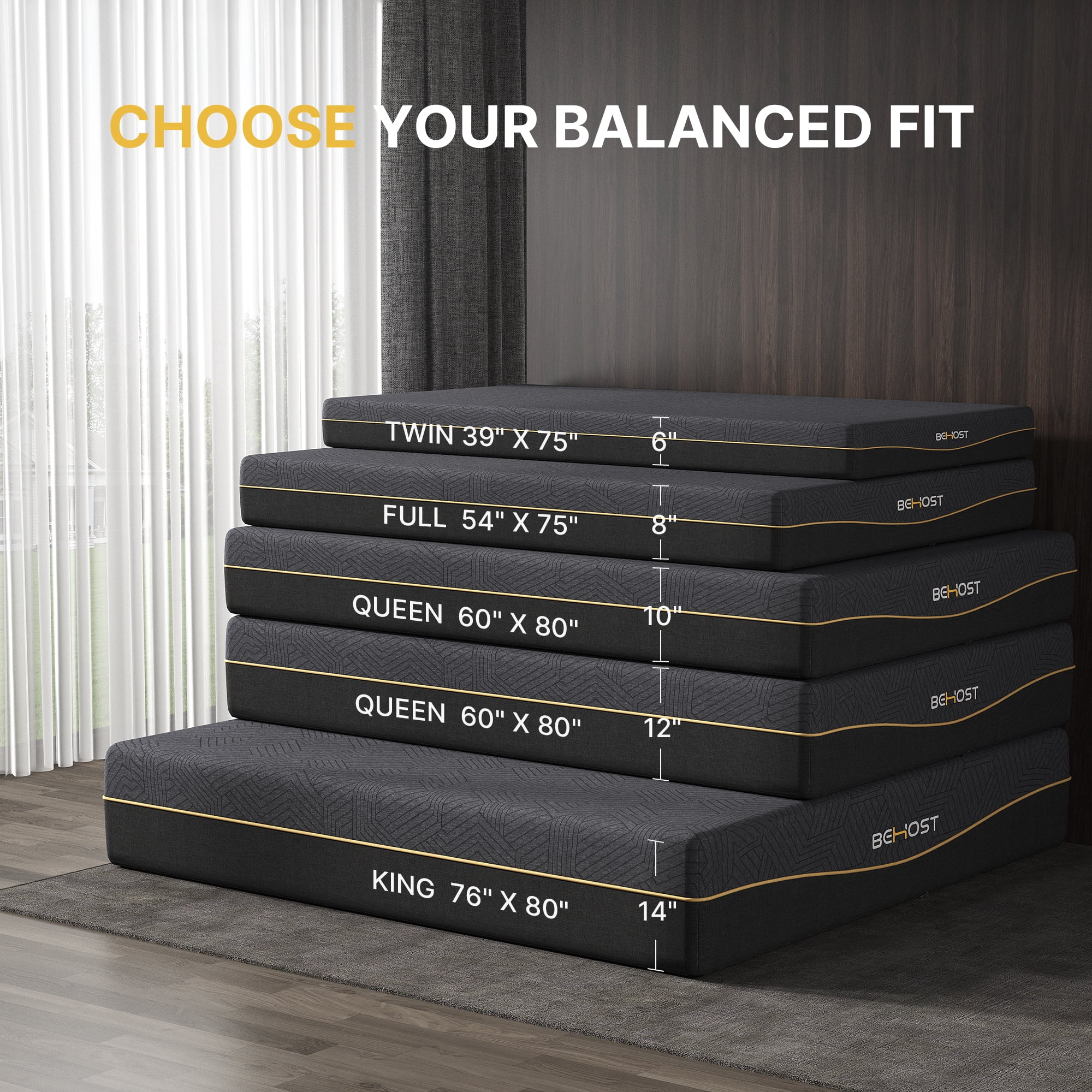 BEHOST 10 inch Memory Foam Full Size Mattresses, CertiPUR-US Certified, Medium Supportive Mattress