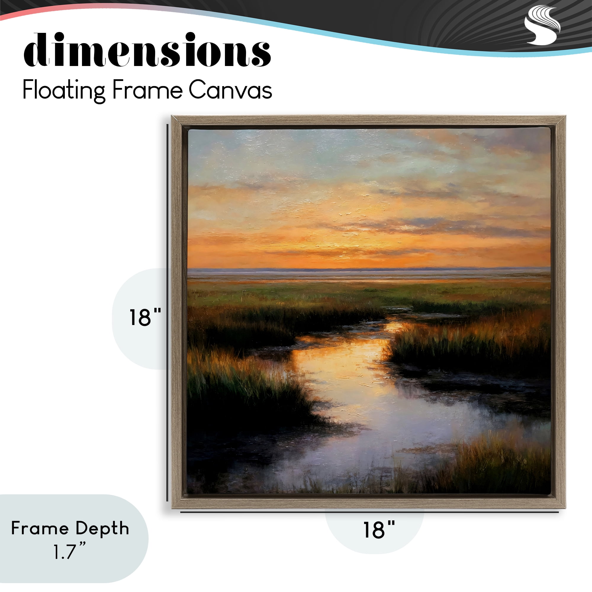 Stupell Industries Warm Marshland Sunset Brown Framed Floater Canvas Wall Art, design by Petal Prints Design