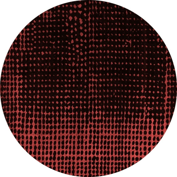 Ahgly Company Indoor Round Abstract Red Modern Area Rugs, 8' Round