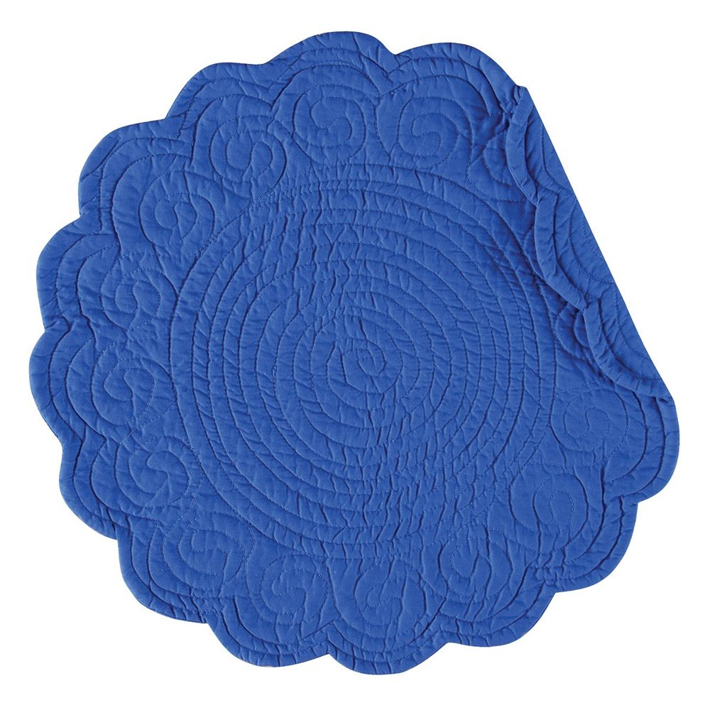 Set of 4 Pcs. Quilted, 17" Round Placemat, Solid Ultra Marine Blue