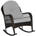 thumbnail image 1 of Costway Patio Wicker Rocking Chair with Seat Back Cushions & Lumbar Pillow Porch Gray, 1 of 9