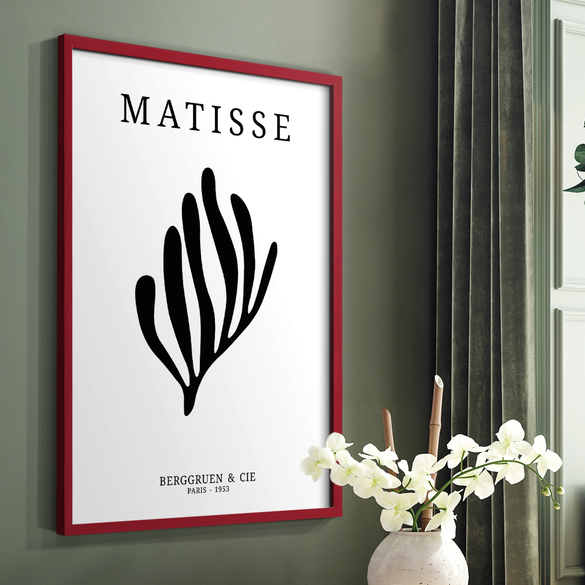 Matisse CDXIV in Red Solid Wood Framed Print No Nail Hanging