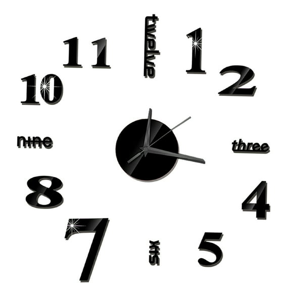 Amdohai DIY Wall Clock Frameless Mirror Wall Clock Large Mute Wall