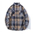 thumbnail image 4 of LNWUY Men's Plaid Shirts Simple Long Sleeve Peplum Buttoned Casual Double Pocket Tops Long Sleeve Lapel Shirt Tops Brown XXXXL, 4 of 5