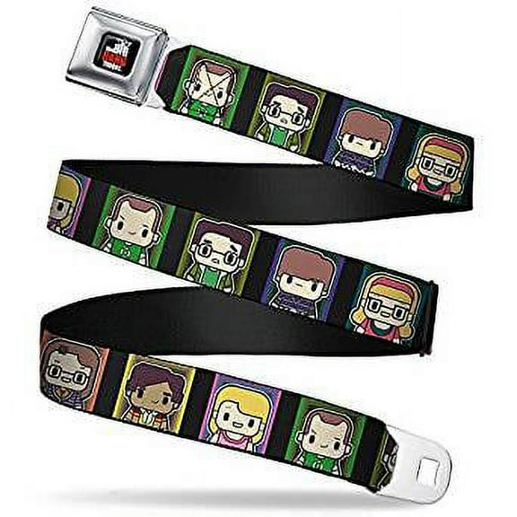 The Big Bang Theory Belt, Seatbelt Buckle Belt, Big Bang Theory Chibi Character Blocks, 30 to 44 Inches