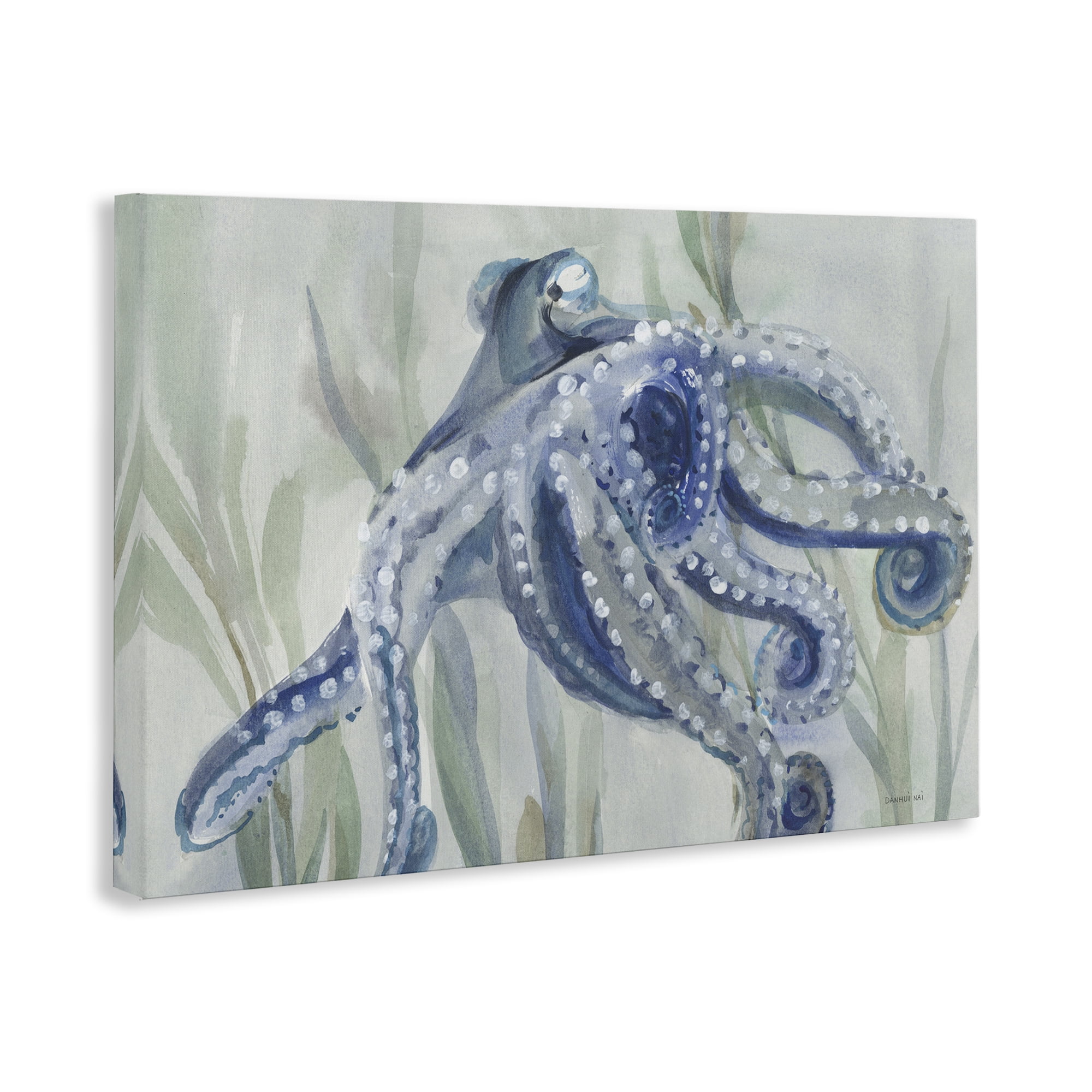 Stupell Industries Deep Dweller Octopus Animals & Insects Painting Gallery Wrapped Canvas Art Print Wall Art, 36 x 24