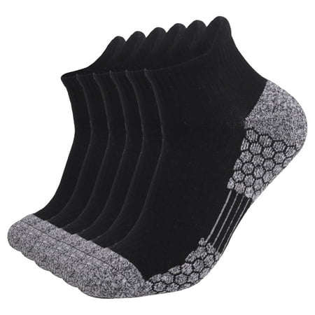 HNMKIU Women s Thickened Hiking Socks 6 Pack with Absorbent Bottom for Sports Running and Outdoor Activities Black L