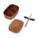 thumbnail image 3 of Caja de madera para sushi, contenedor de alimentos, lonchera de madera con correa para fijar, textura suave Talla L Marrón Oscuro, 3 of 4