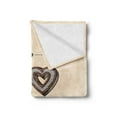 thumbnail image 2 of Love Soft Flannel Fleece Throw Blanket, Grunge Looking Vintage Letters Heart and Arrows Boho Tribal Hipster Design, Cozy Plush for Indoor and Outdoor Use, 70" x 90", Beige Grey Orange, by Ambesonne, 2 of 5