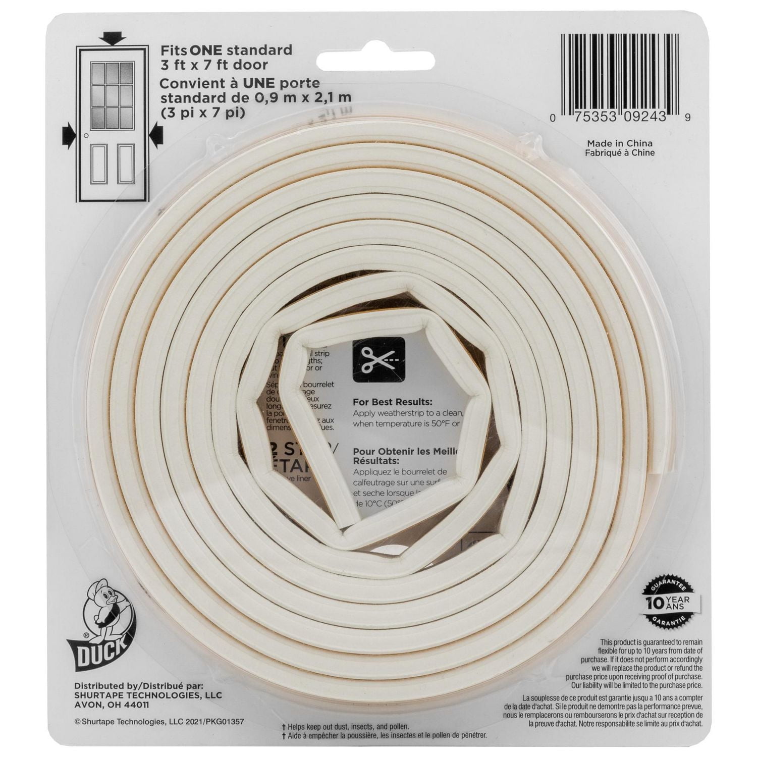 Duck® Brand Heavy-Duty Weatherstrip Seal - White, R, 3/8 in. x 17 ft.