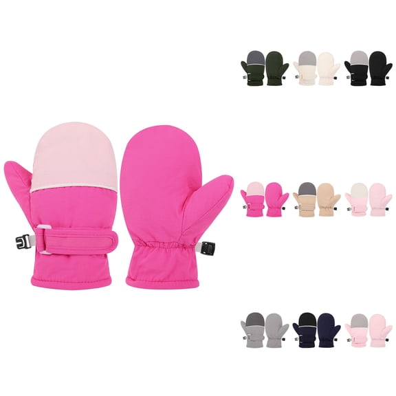 Warm Toddler Ski Mittens, Waterproof Lined Snow Gloves for Winter Outdoor Play, Cold Weather Activities, Boys Girls 4-10 Years