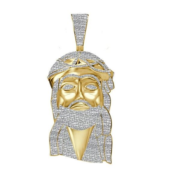Real Genuine 6.50 Cwt. Natural MOISSANITE Diamond Jesus Face Charm Pendant 3''