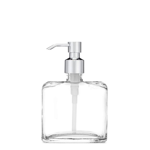 Rail19 Distributeur de Savon en Verre Recyclé Carré Urbain avec Pompe en Métal, 8.5oz (Cali Chrome)