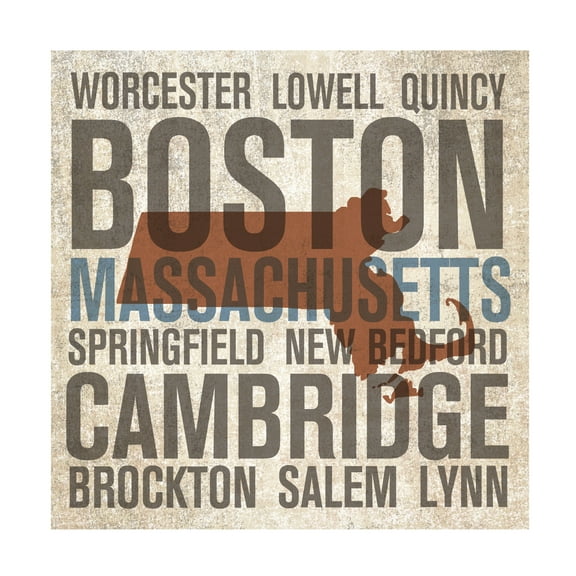 Trademark Fine Art 'Massachusetts Word Map' Canvas Art by Michael Mullan