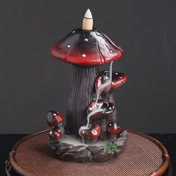 1pc Resin Mushroom Waterfall Backflow Incense Burner, Handmade Censer for Home, Office & Tea House Decor (Without Incense)