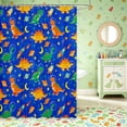 thumbnail image 2 of Manfei Space Astronaut Dino Animals Shower Curtain 72Wx78L,Neon Stars Moon Bath Curtain,Blue Green, 2 of 5