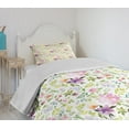 thumbnail image 4 of Ambesonne Watercolor Quilted Bedspread Set 2 Pcs, Gentle Spring Floral, Twin Size, Multicolor, 4 of 6