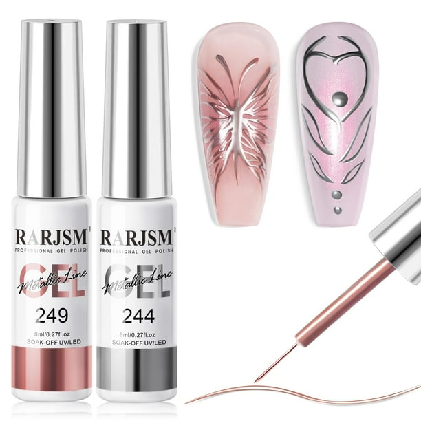 Esmalte de uñas en gel RARJSM Metallic Chrome Mirror Plateado/Oro Rosa