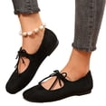 thumbnail image 2 of Nestiefly Lace Up Ballet Flats For Women Mary Jane Round Toe Faux Suede Shoes Slip On Low Heel Arch Support Casual Sneakers Black US-9, 2 of 9