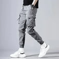 thumbnail image 1 of Loose Fit Multi Pocket Joggers For Spring Summer, Men's Street Style Waist Drawstring Casual Pants Cargo Pants For Fitness Outdo, 1 of 5