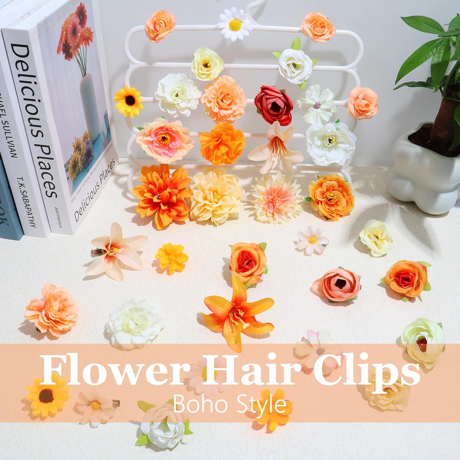 36 Pack Flower Hair Clips Rose Hair Accessories for Women  Bride Flower Claw Clip Side Hair Clip Hairpin Brooch Pin Headpiece for Girls Wedding