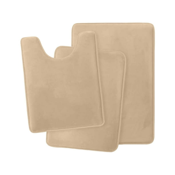Yhmxh Alfombrilla de baño de terciopelo coral, absorbente y resistente, de tres piezas, antideslizante.