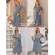 thumbnail image 4 of Ekouaer Women's Maternity Dress Short Sleeve Casual Pregnancy Dresses Rib Knit Crewneck Pregnant Clothes with Belt, 4 of 5