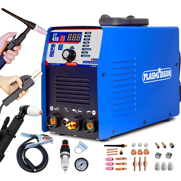 Plasma Cutter TIG Welder (Pulse) Stick Welder - CT418 3 in 1 Combo Welding Machine, 180A Pulse TIG/Arc Welding, 40A Plasma Cutting, 110/220V Dual Voltage Digital Display Portable Welder Machine