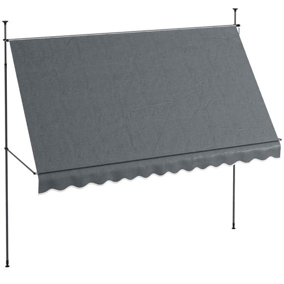 Outsunny 11.5' x 4' Retractable Awning, Freestanding & Non-Screw Dark Grey