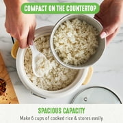 GreenLife 3-Cup Electric Rice Cooker, Ceramic Nonstick, Dishwasher Safe Parts, Cream