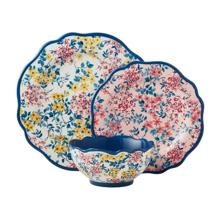 

KALMTE Pretty Posies 12-Piece Stoneware Dinnerware Set