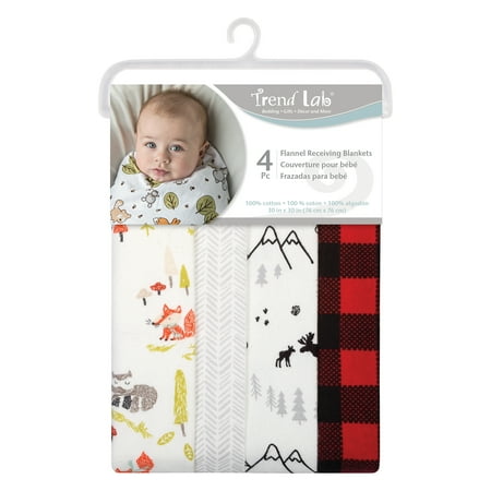UPC: 0846216018374 | Trend Lab Buffalo Check Woodland 4 Pack Baby Girl or Boy Flannel Receiving BlanketsBuffalo Check Woodland 4 Pack Flannel Blankets