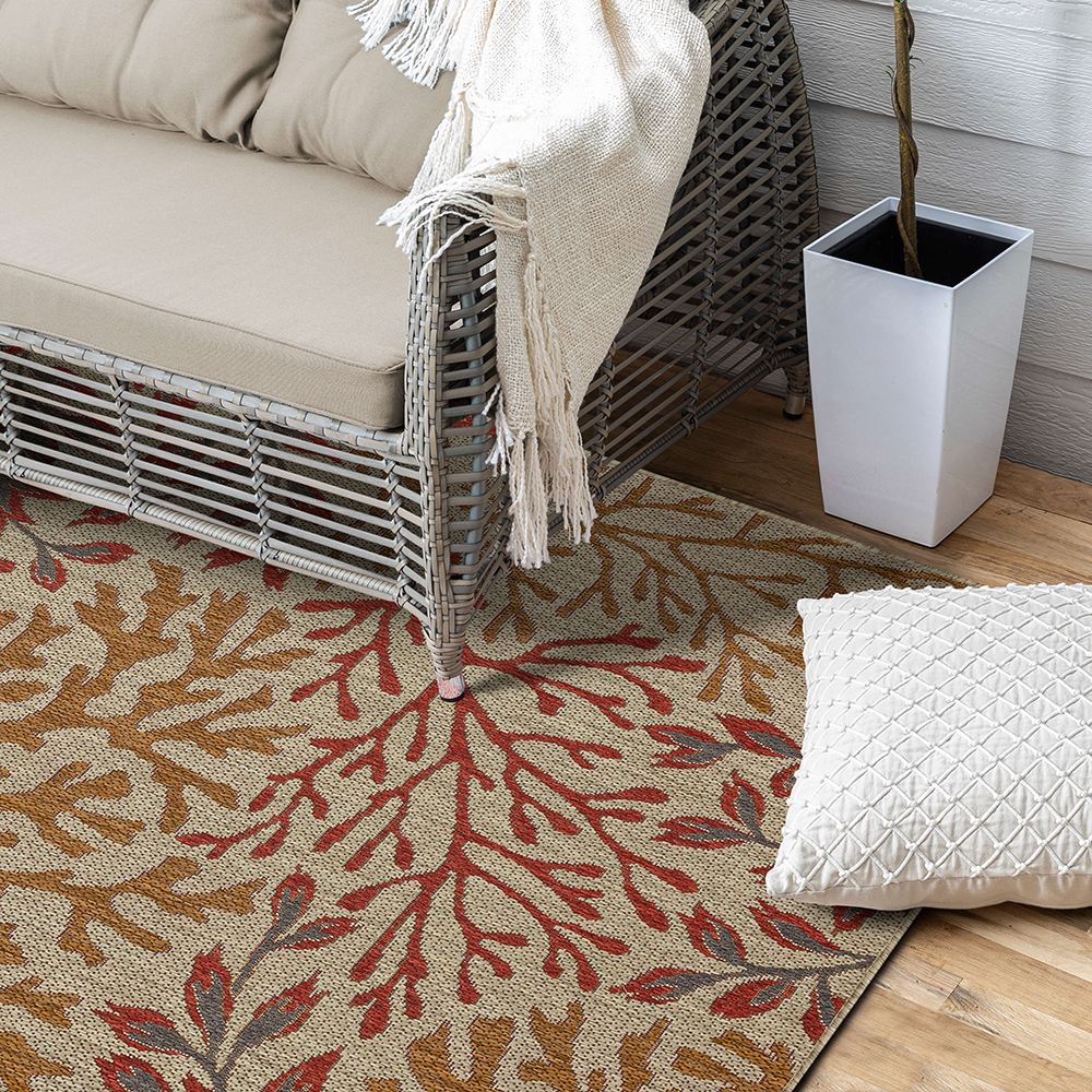 Mohawk Home Underwater Cove Outdoor Area Rug, Rust, 10' x 13'
