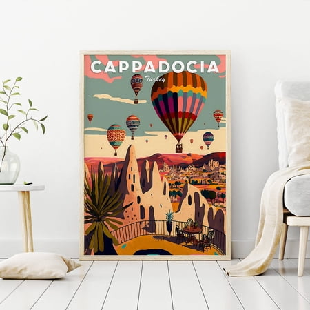 Cappadocia Hot Air Balloon Turkey Travel Home Wall Decor, Unframed Paper Poster 8x10in