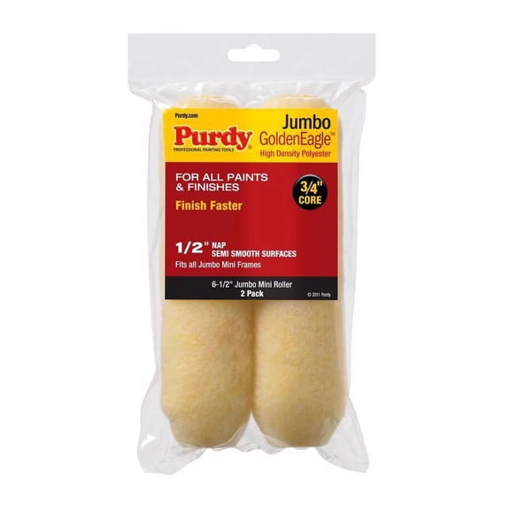PURDY CORPORATION Jumbo Mini Roller Cover, Golden Eagle, 6-1/2 x 1/2-In., 2-Pk. 140626023