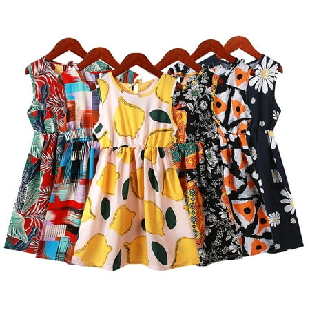 

LYMAYTER Kids Girls Summer Floral Cotton Dress Toddler Sleeveless Casual Skirt A-Line Flower Sundress Tutu Onesies Dresses for 3-12 Years Old