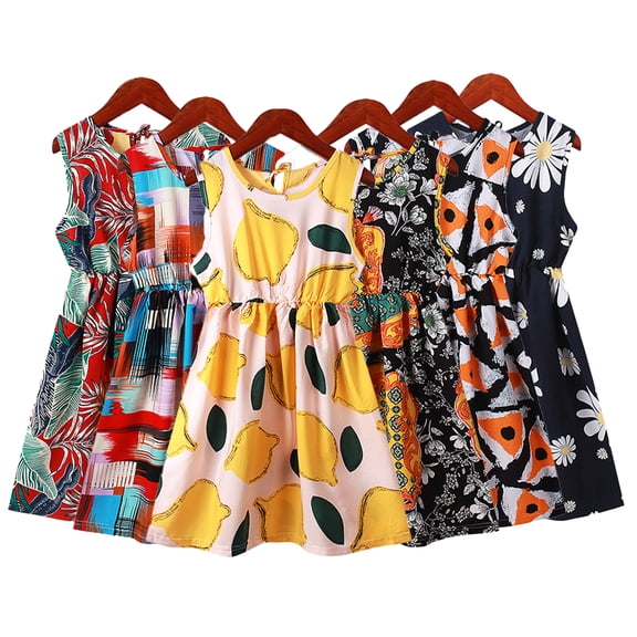 WOLLED Little Girls Dresses Summer Sleeveless Princess Dress Toddler Cotton Sundress Dress for 2-12 Years