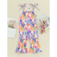 thumbnail image 3 of Musuos Toddler Girls Romper Jumpsuit 1-5T Sleeveless Spaghetti Strap Easter Egg Rabbit Print Bell Bottom Overalls, 3 of 10